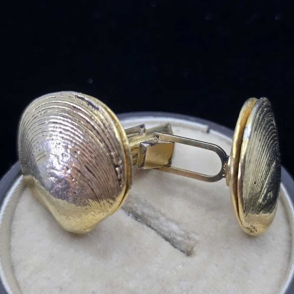 Sterling Charles Walker Original Clam Shell Cufflinks Vermeil Heavy
